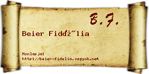 Beier Fidélia névjegykártya